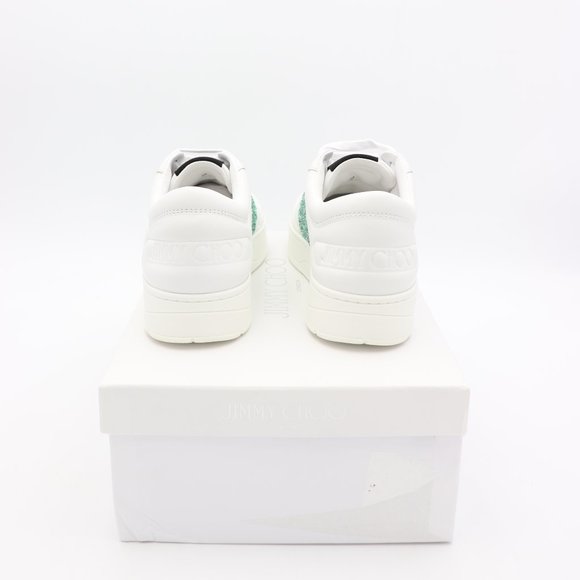 NIB Jimmy Choo Hawaii Leather Glitter Stripe Trainers Sneakers Shoes - Picture 6 of 11